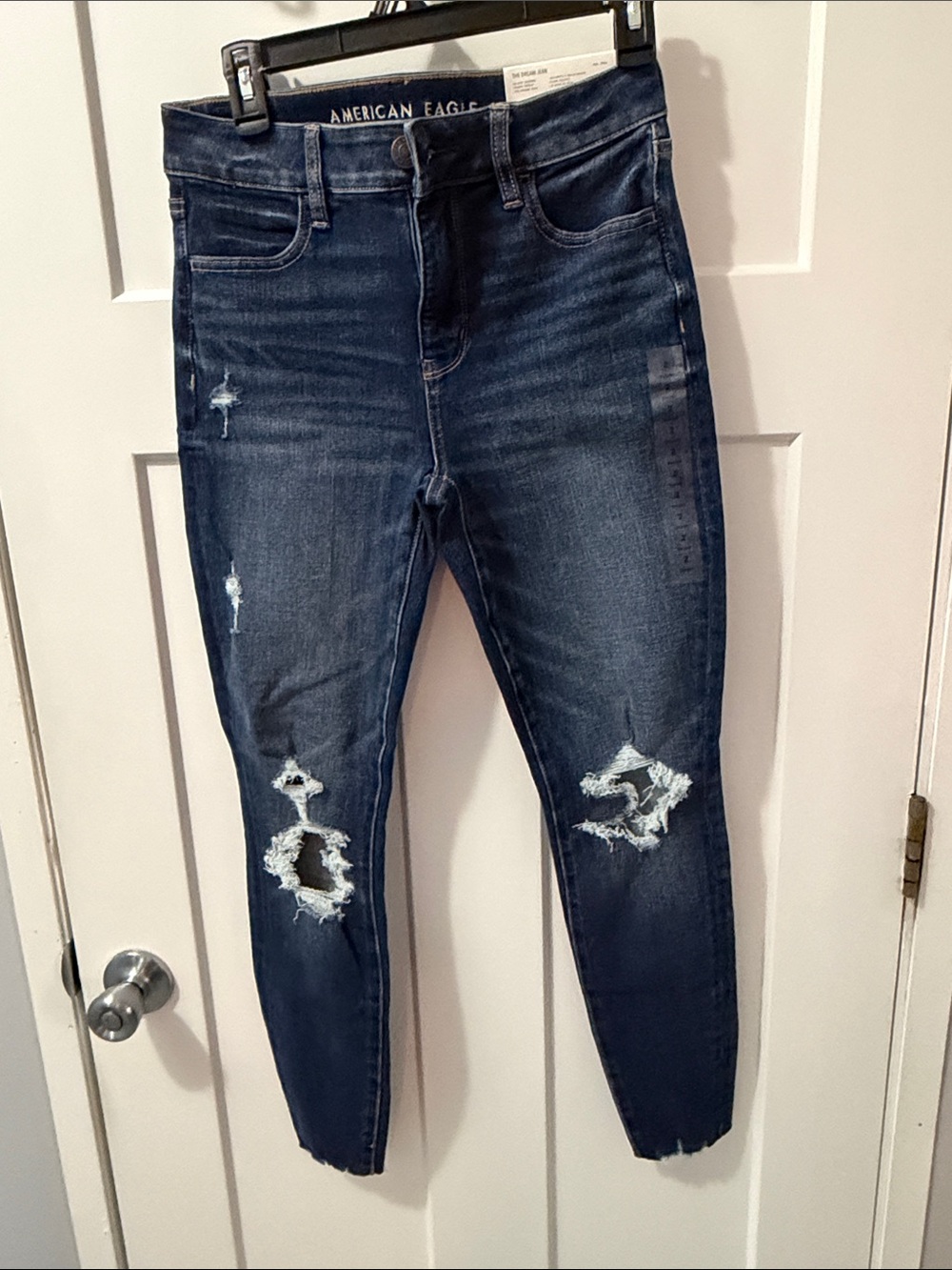 American Eagle Outfitters Dark Blue Ripped Skinny High Rise Jeggings